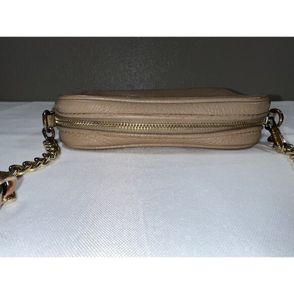 Michael Kors Fulton Small Mini Beige Taupe Leather Zip Chain Strap Crossbody Bag - Picture 6 of 15